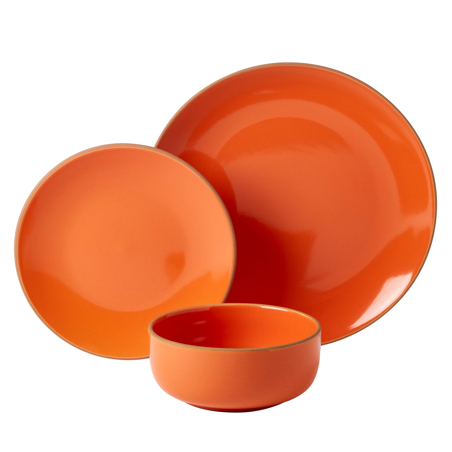 12-Piece Stoneware Dinnerware Set (Aqua, White, Orange)