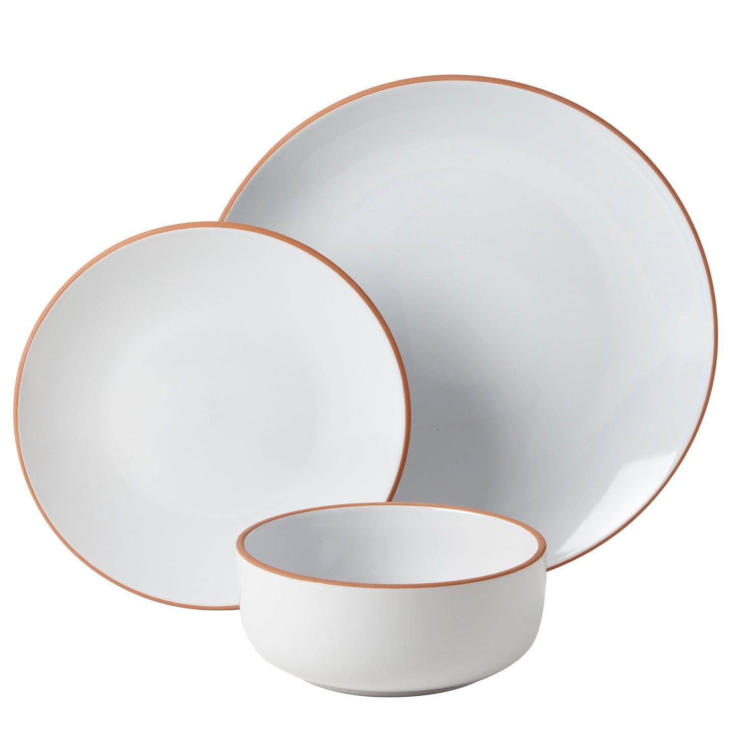 12-Piece Stoneware Dinnerware Set (Aqua, White, Orange)
