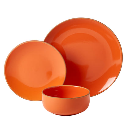 12-Piece Stoneware Dinnerware Set (Aqua, White, Orange)